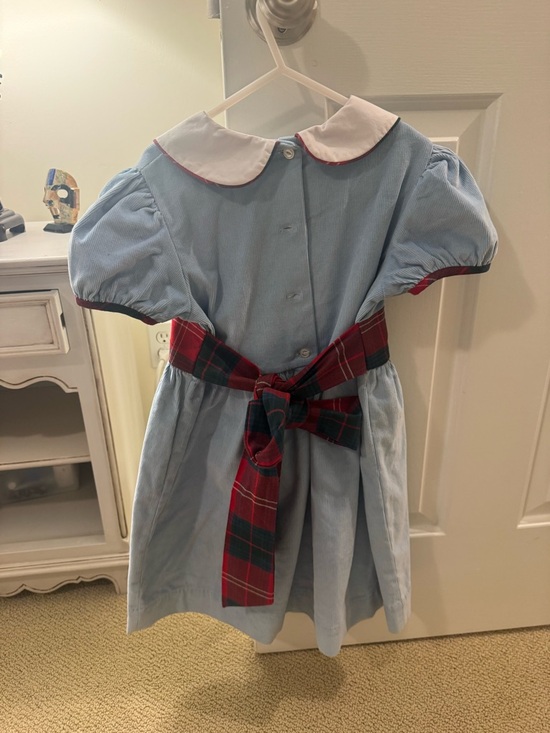 The Beaufort Bonnet Company Light Blue Dress with Red Plaid Sash - Picture 2 of 5